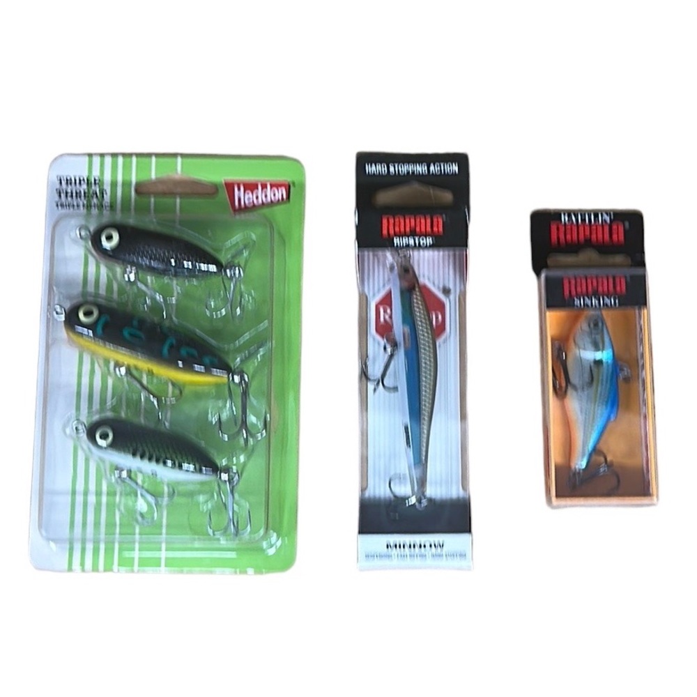 Heddon Triple Threat Triple Menace-Rapala Ripstop Minnow-Rapala Sinking Lures